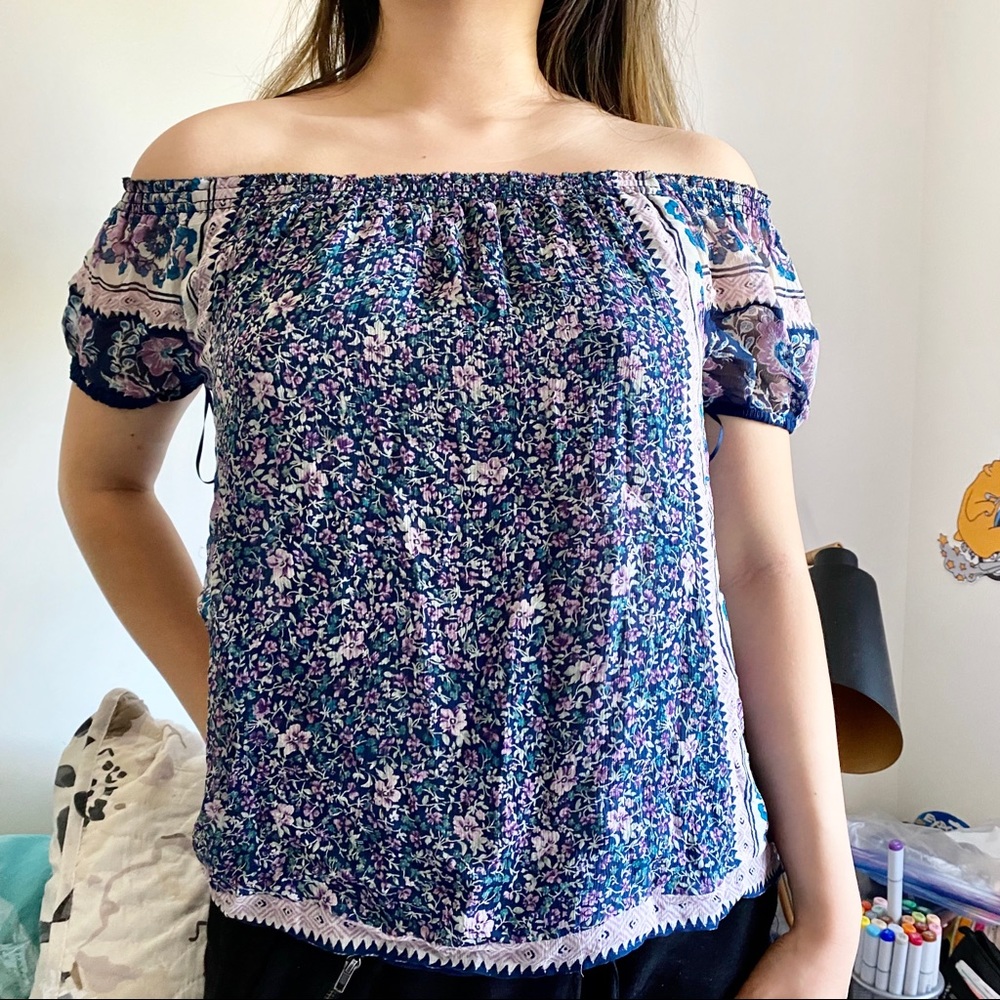 JOIE Silk Purple Floral Blouse